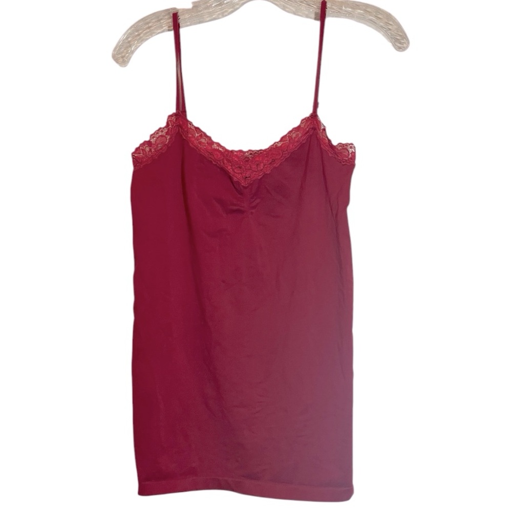 Red Lace Trim Camisole Tank Top